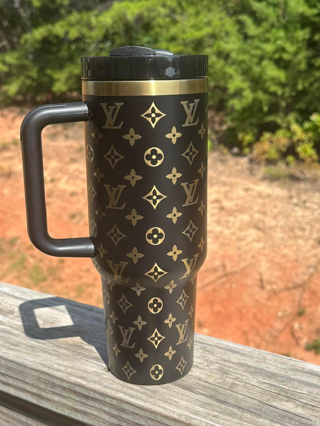 LV Black/Gold engraved Tumbler