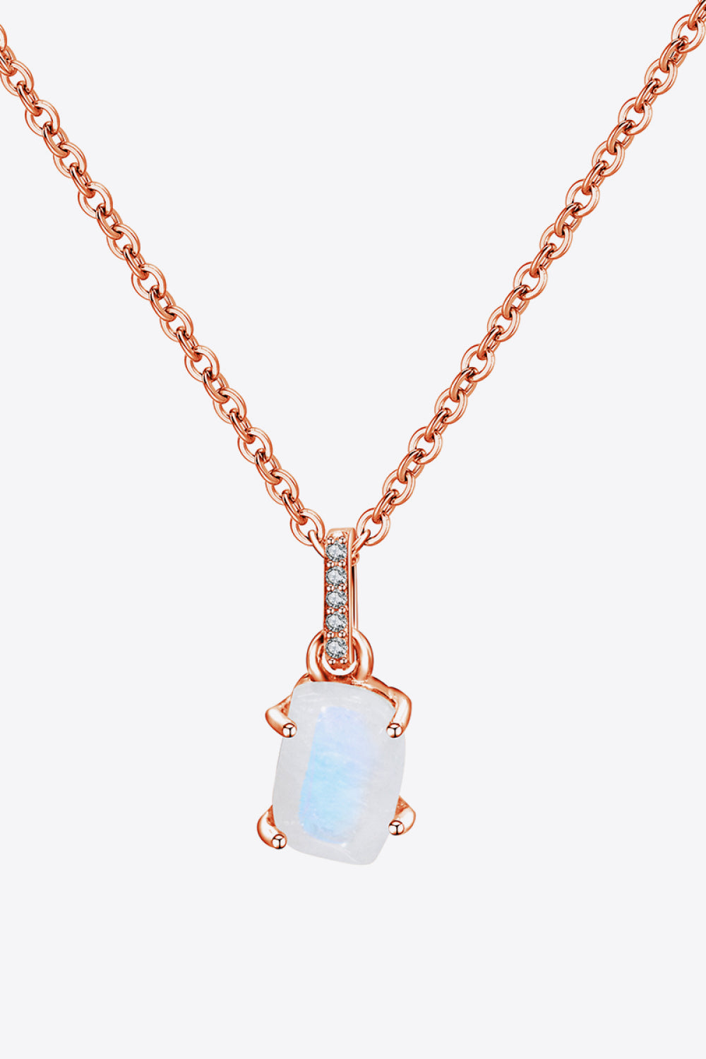 Natural Moonstone 4-Prong Pendant Necklace