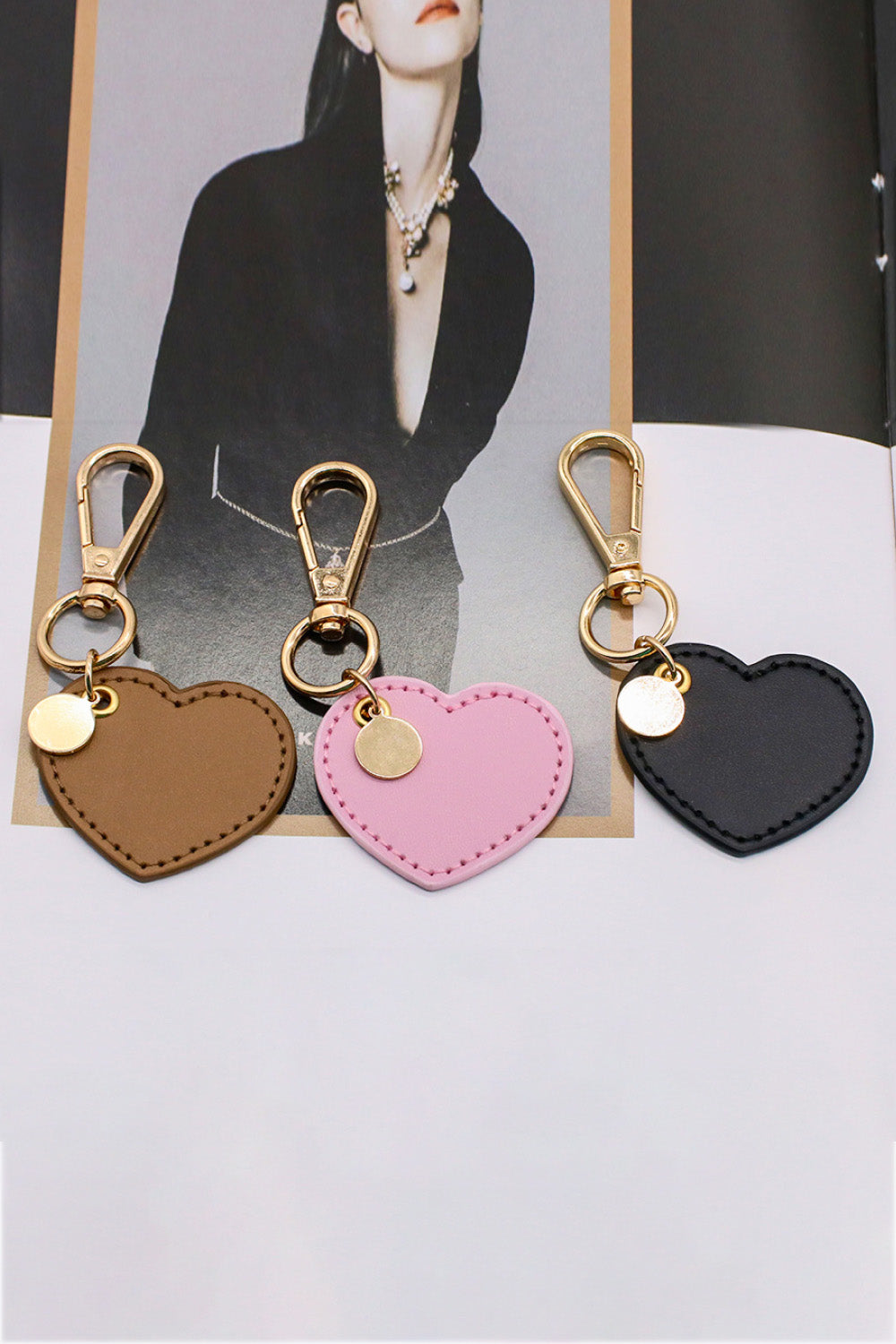 Assorted 4-Pack Heart Shape PU Leather Keychain