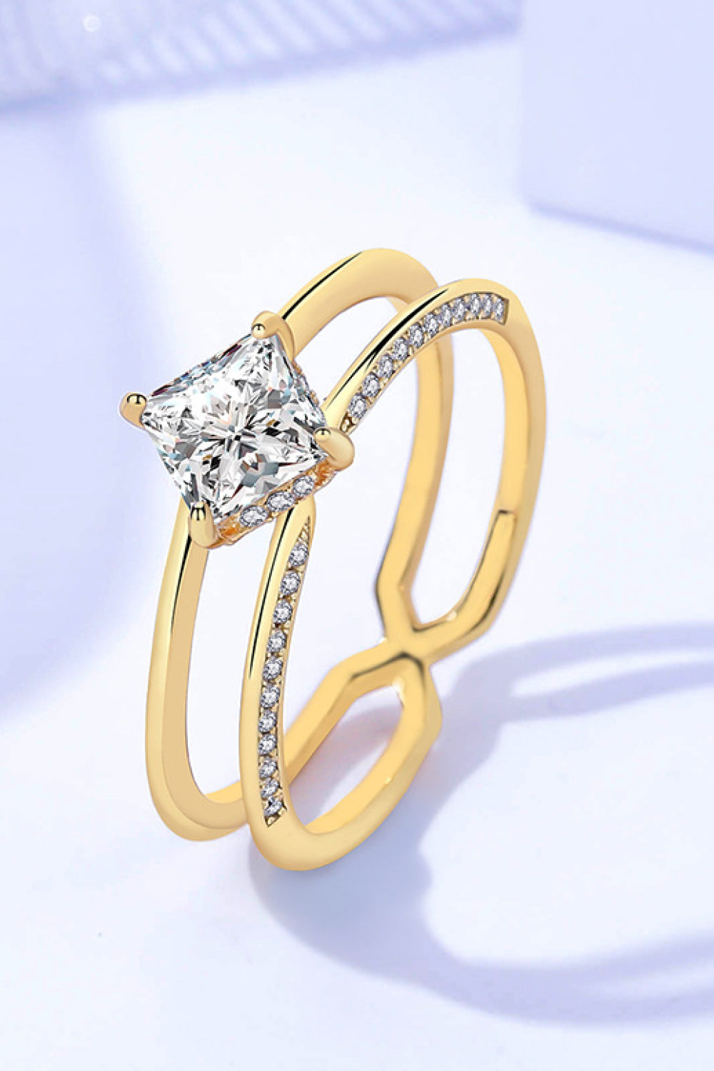 Moissanite 18K Gold-Plated Double-Layered Ring