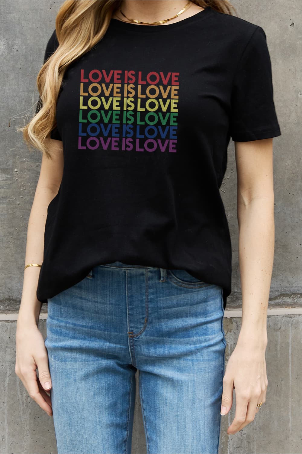 Simply Love Full Size LOVE IS LOVE Graphic Cotton Tee