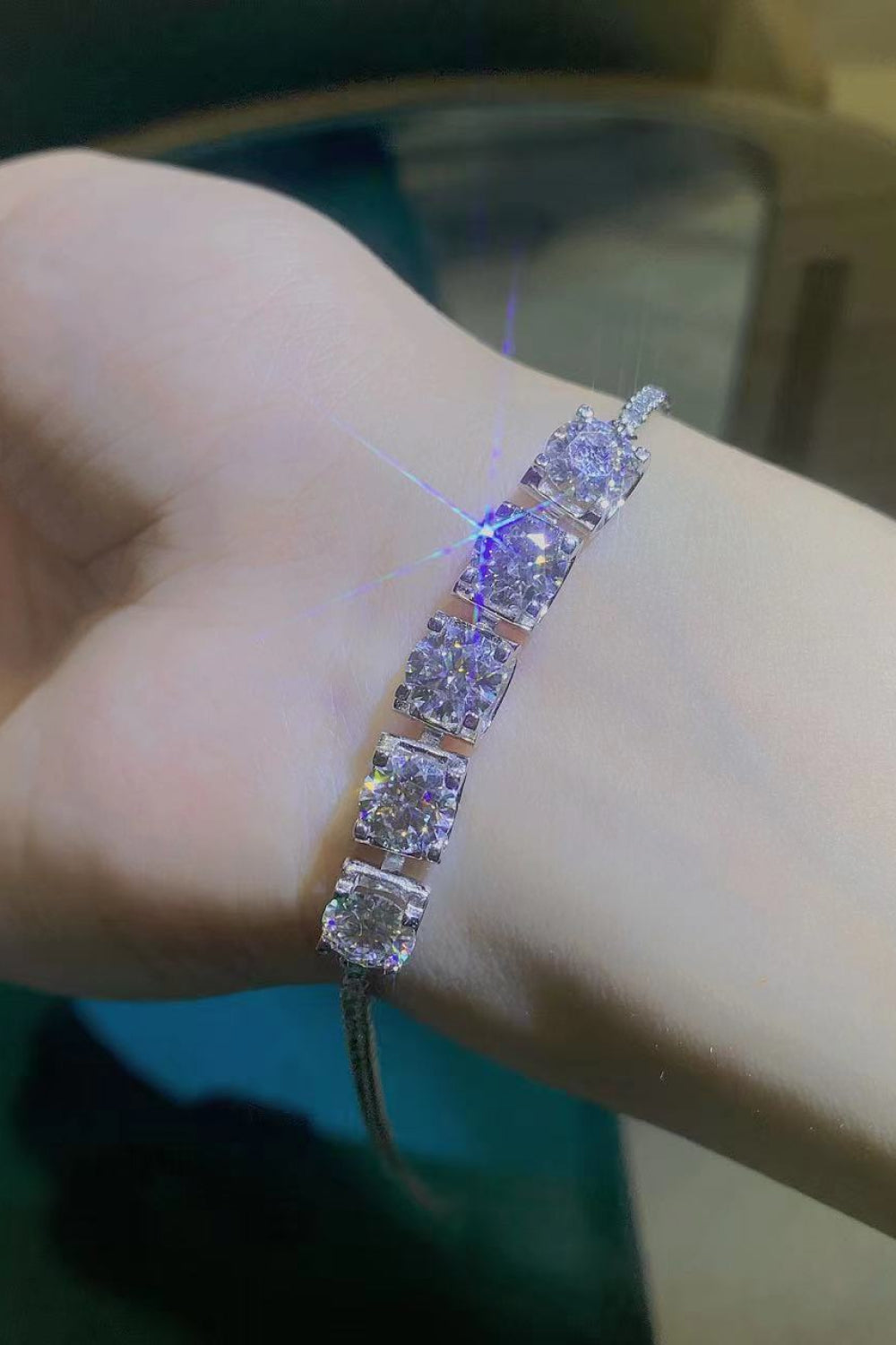 5 Carat Moissanite Lobster Clasp Bracelet