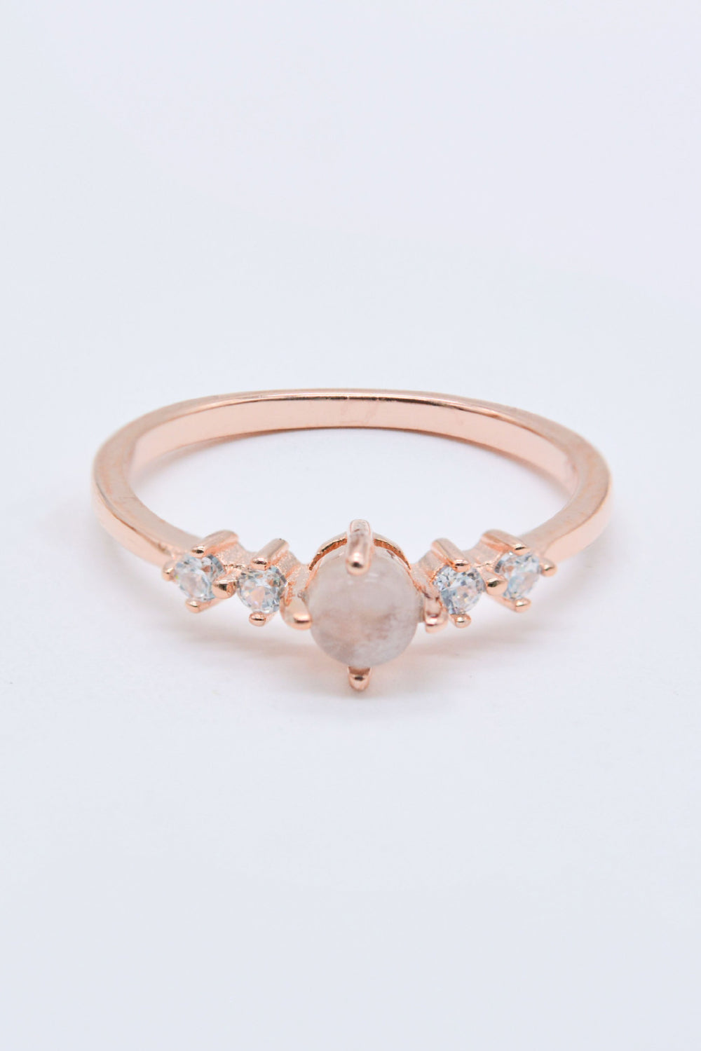 Natural Moonstone and Zircon 18K Rose Gold-Plated Ring