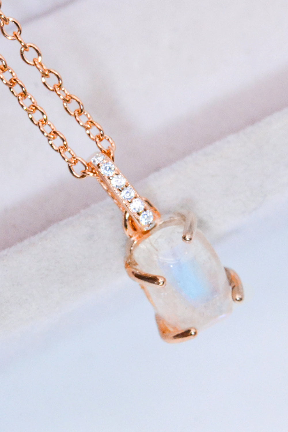 Natural Moonstone 4-Prong Pendant Necklace