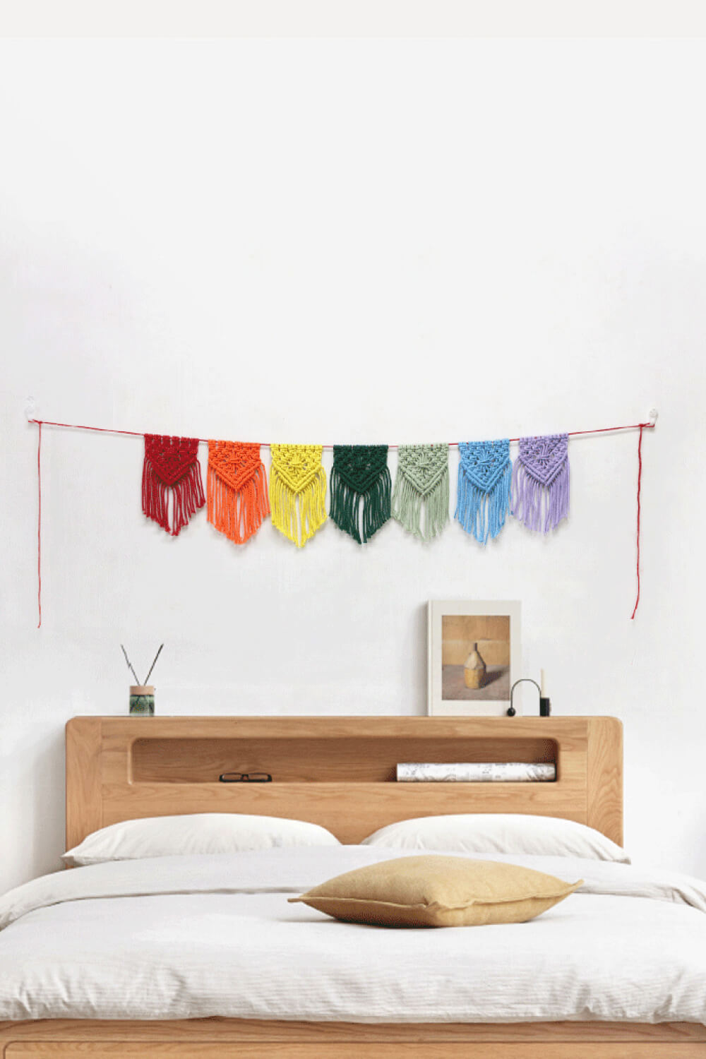 Rainbow Fringe Macrame Banner