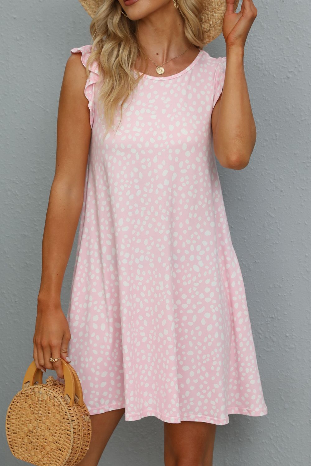 Butterfly Sleeve Round Neck Dress