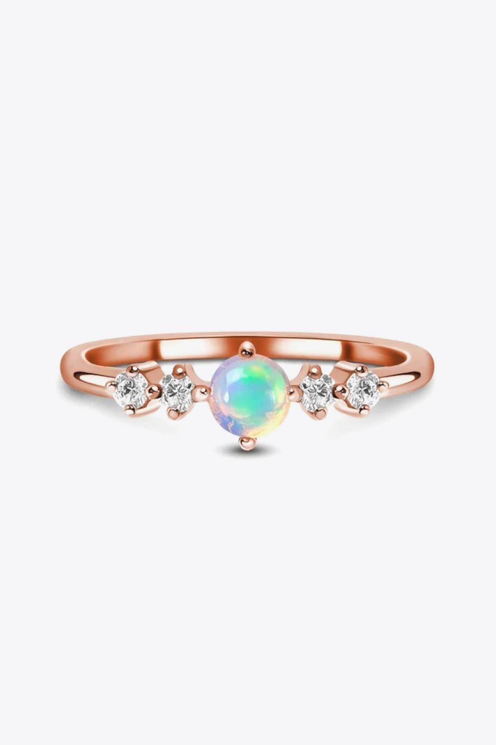 Natural Moonstone and Zircon 18K Rose Gold-Plated Ring