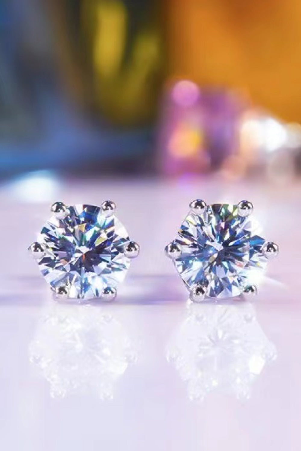 1 Carat Moissanite 6-Prong Stud Earrings