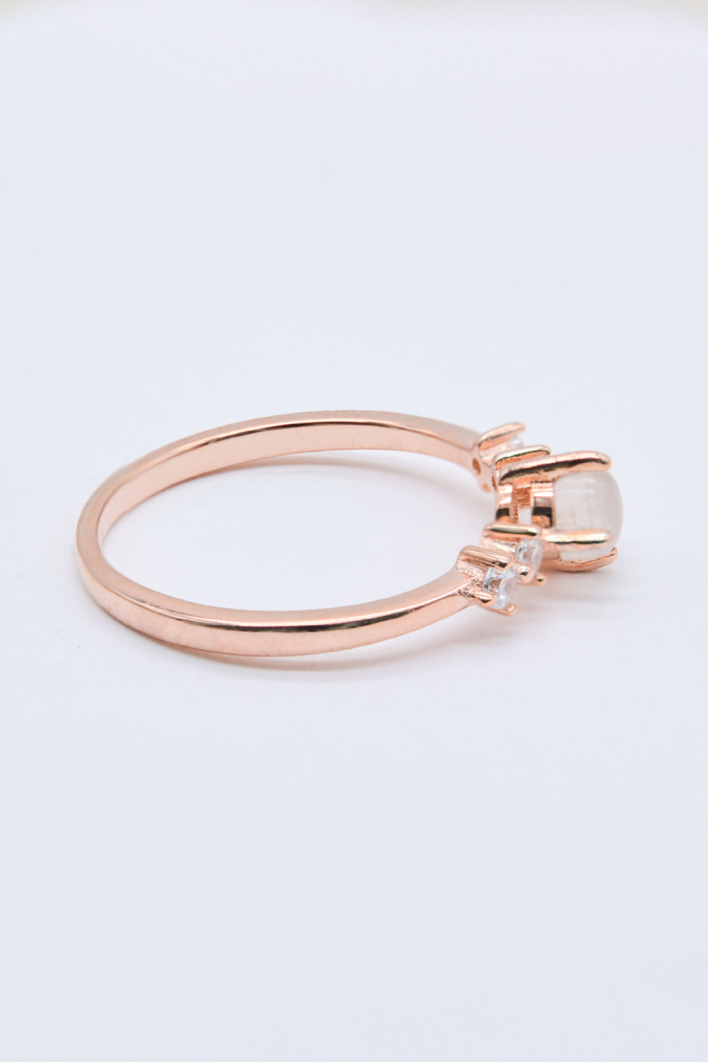 Natural Moonstone and Zircon 18K Rose Gold-Plated Ring