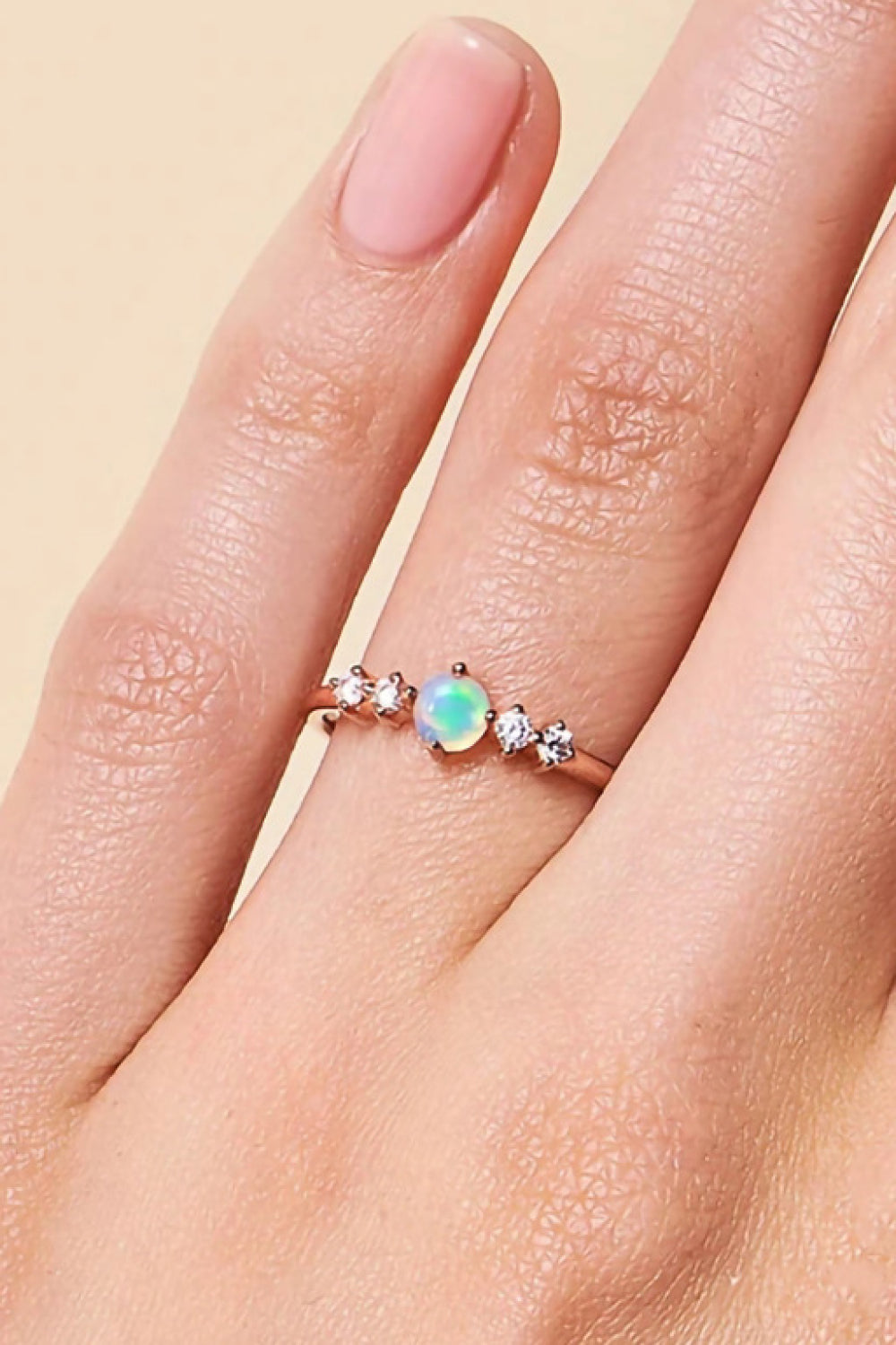 Natural Moonstone and Zircon 18K Rose Gold-Plated Ring